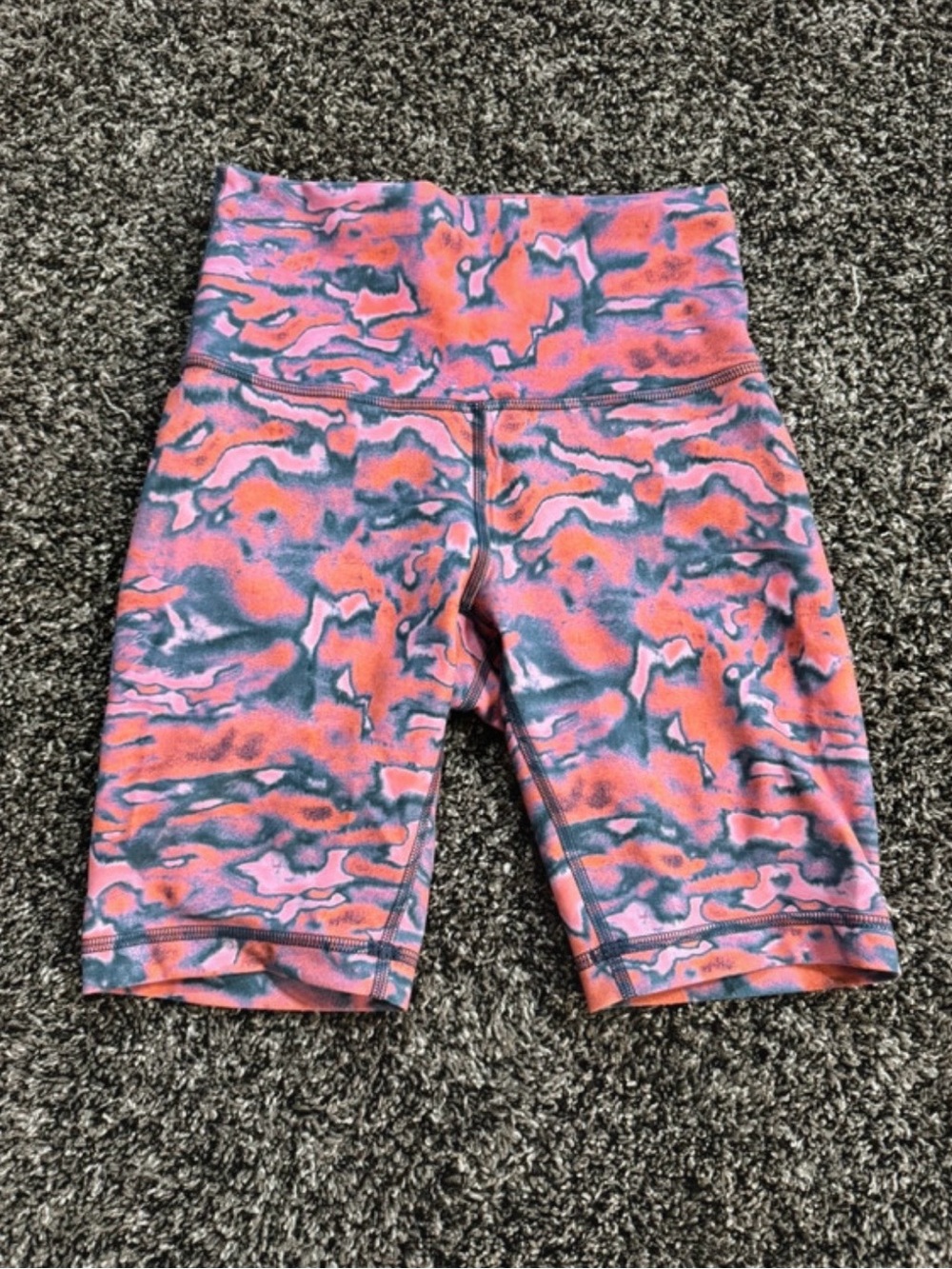 lululemon athletica High-Rise Coral Pink & Gray Marbled Bike Shorts